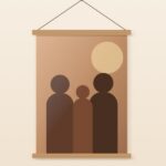 Poster met houten posterlatjes en ophangkoord