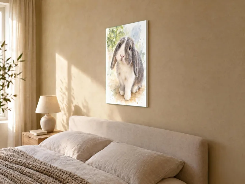 Ander dier in aquarel op canvas, in de slaapkamer