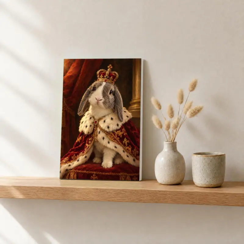Ander dier koninklijk geschilderd op canvas, op een fotorichel