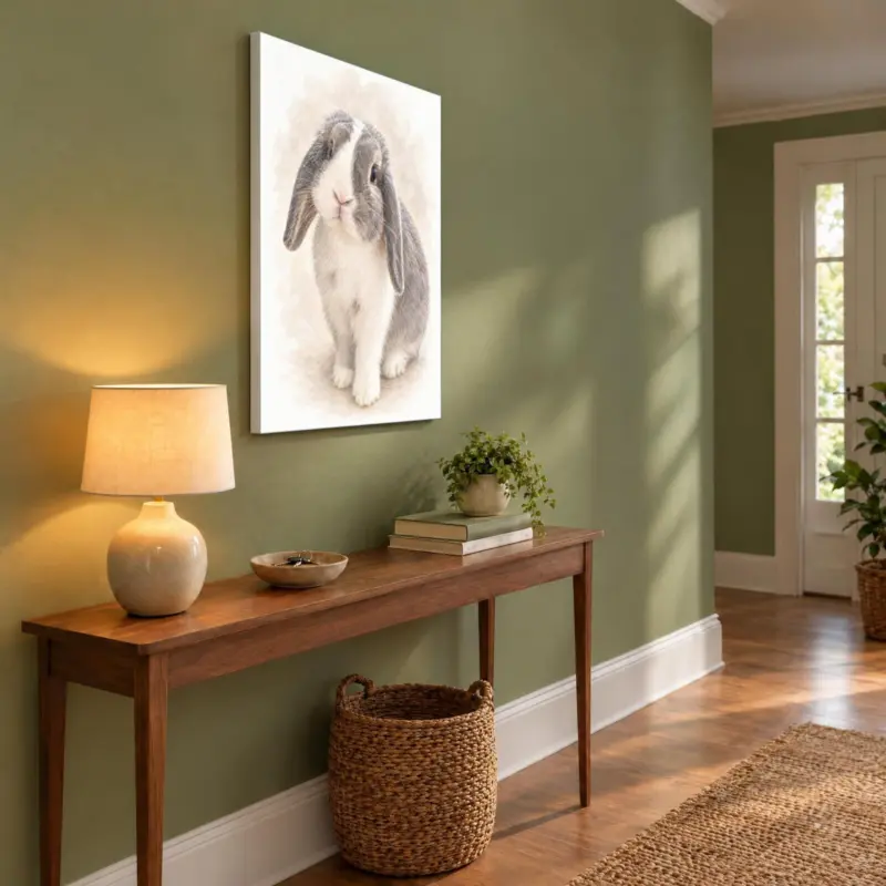 Ander dier in pastel op canvas, in de hal