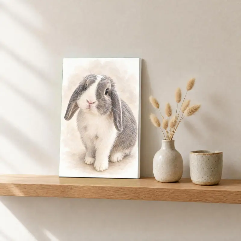 Ander dier in pastel op canvas, op een fotorichel