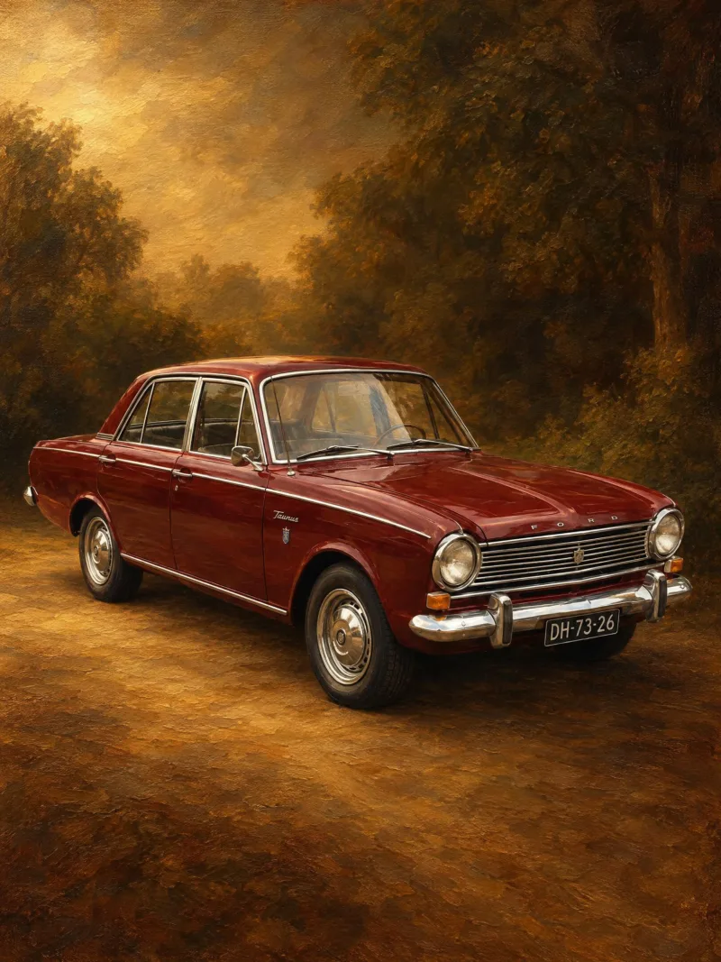 Auto als klassiek olieverfschilderij