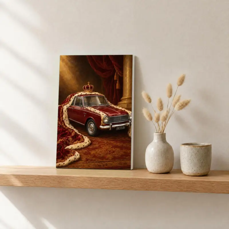 Autoportret koninklijk geschilderd op canvas, op een fotorichel
