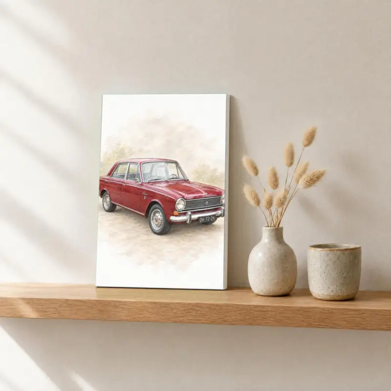 Autoportret in pastel op canvas, op een fotorichel