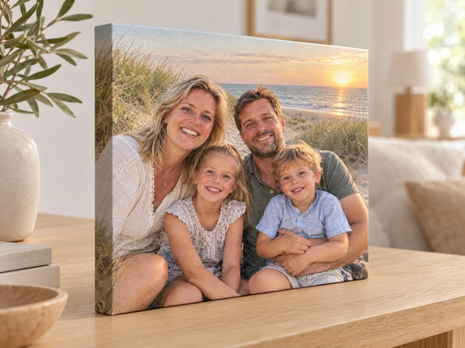Hoek van een foto op canvas met de afdruk over de zijkant
