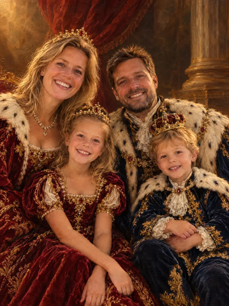 Familieportret in de stijl Koninklijk