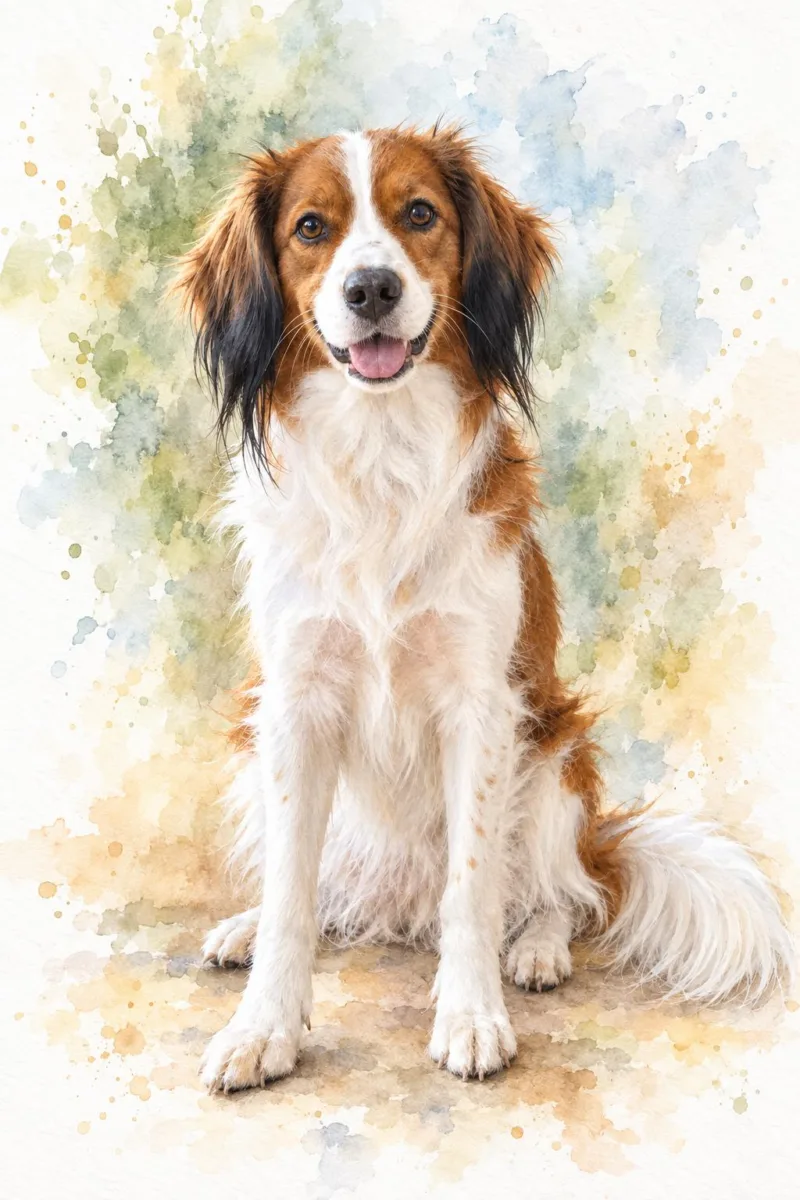 Kooikerhondje als aquarel