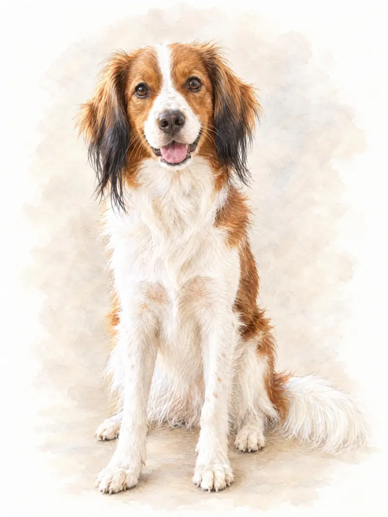 Kooikerhondje als pasteltekening