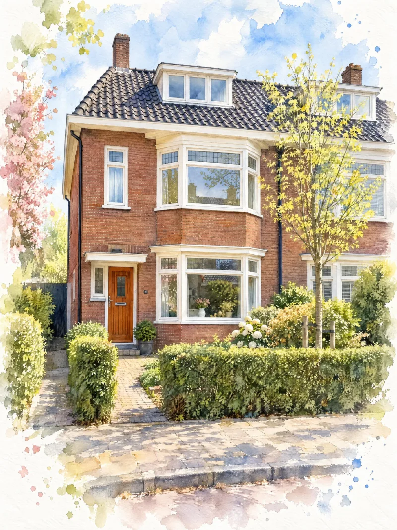 Huis als aquarel