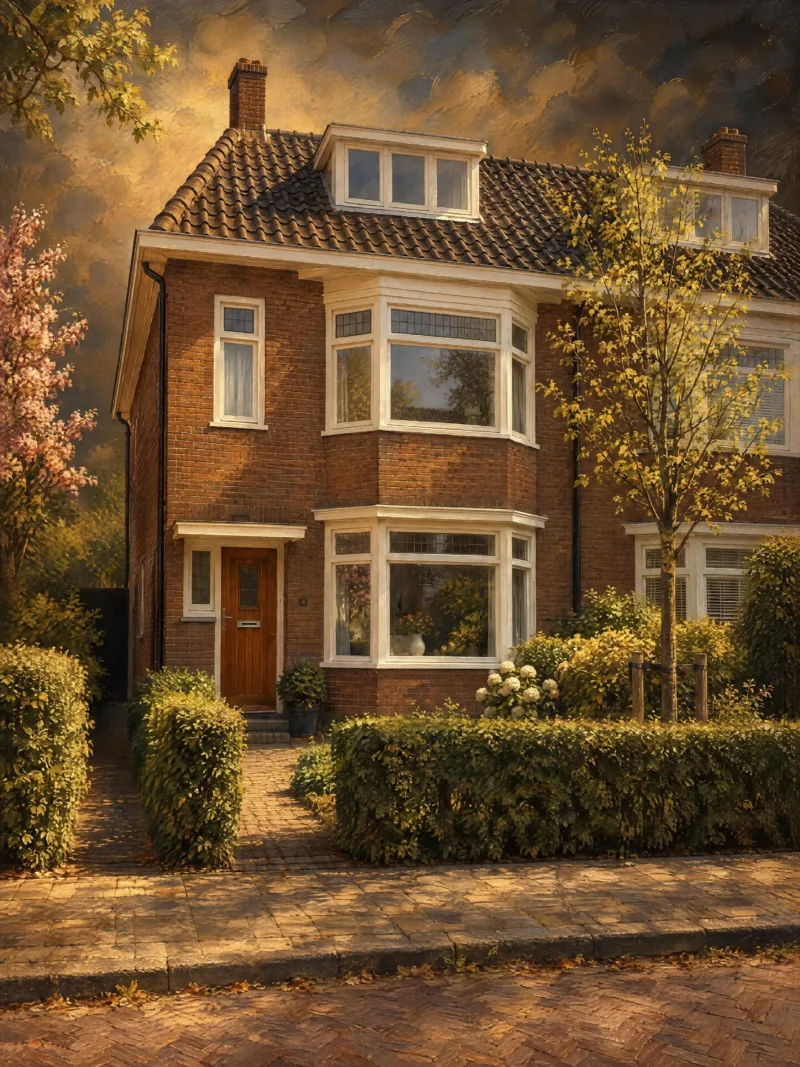 Huis als klassiek olieverfschilderij
