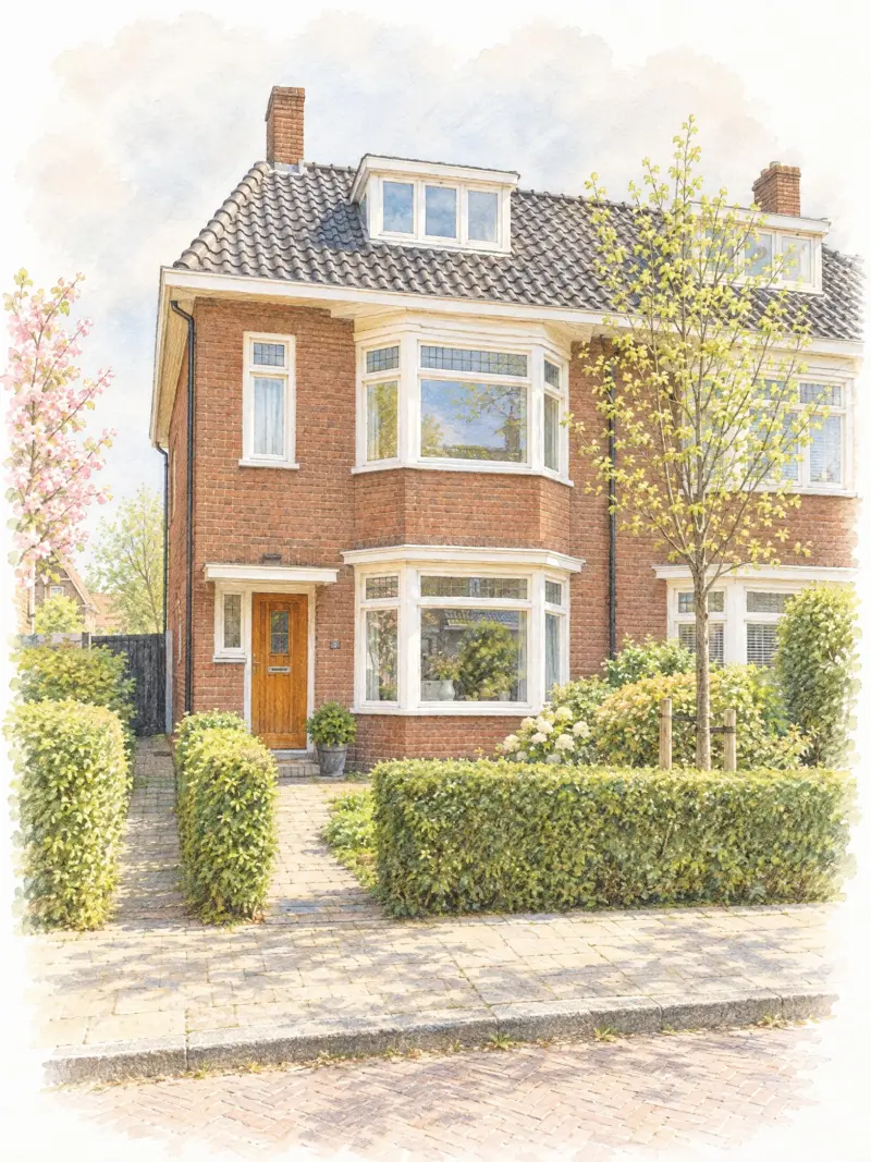Huis als pasteltekening