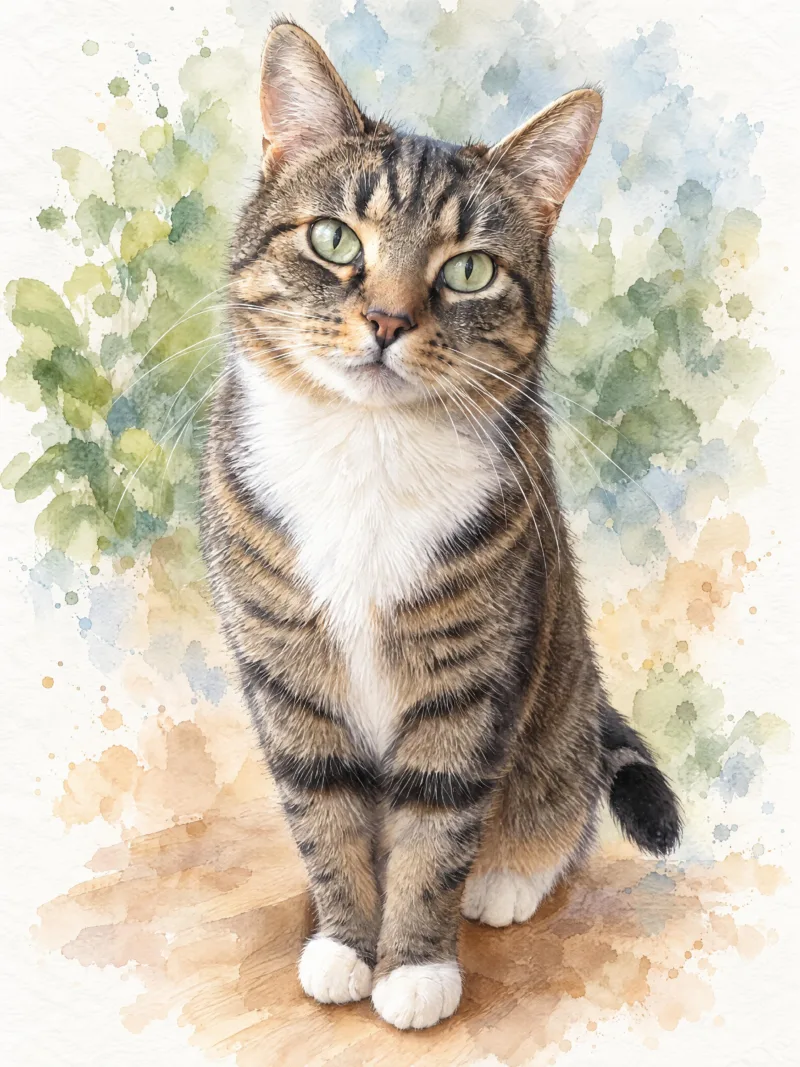 Kat als aquarel