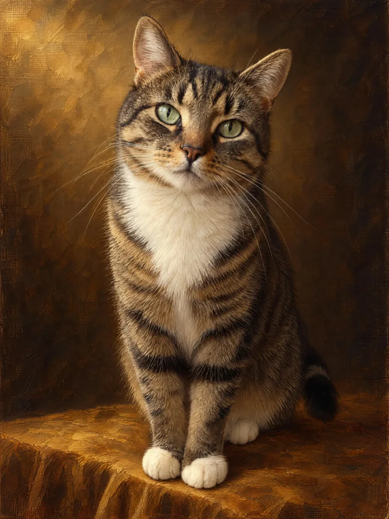 Kat als klassiek olieverfschilderij