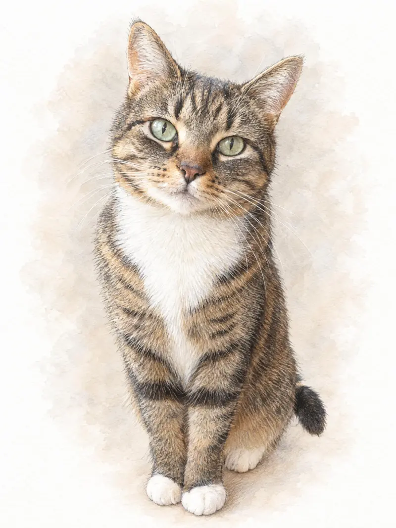 Kat als pasteltekening