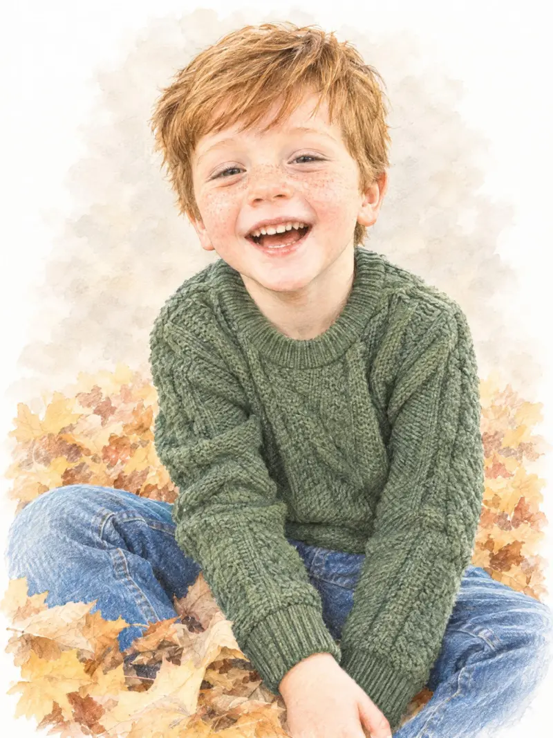 Kind als pasteltekening