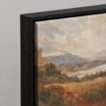 Hoek van een canvas in een zwarte baklijst