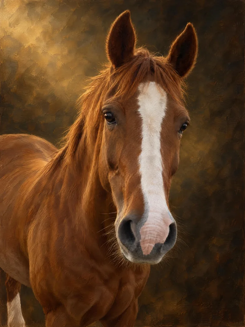 Paard als klassiek olieverfschilderij