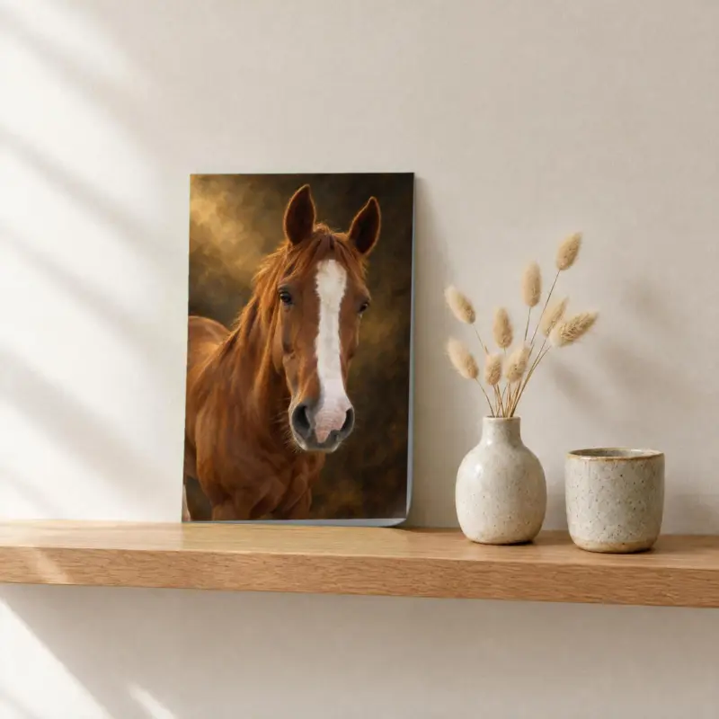 Paard klassiek geschilderd als losse print, op een fotorichel