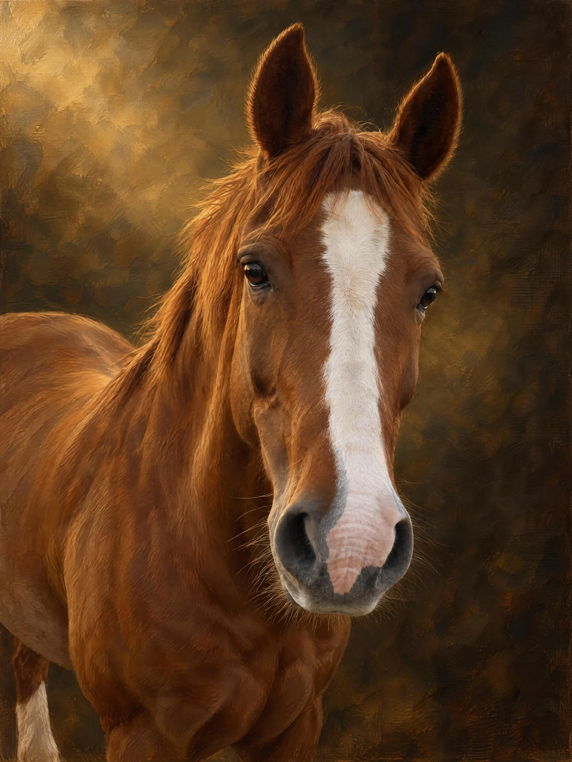 Paard als klassiek olieverfschilderij