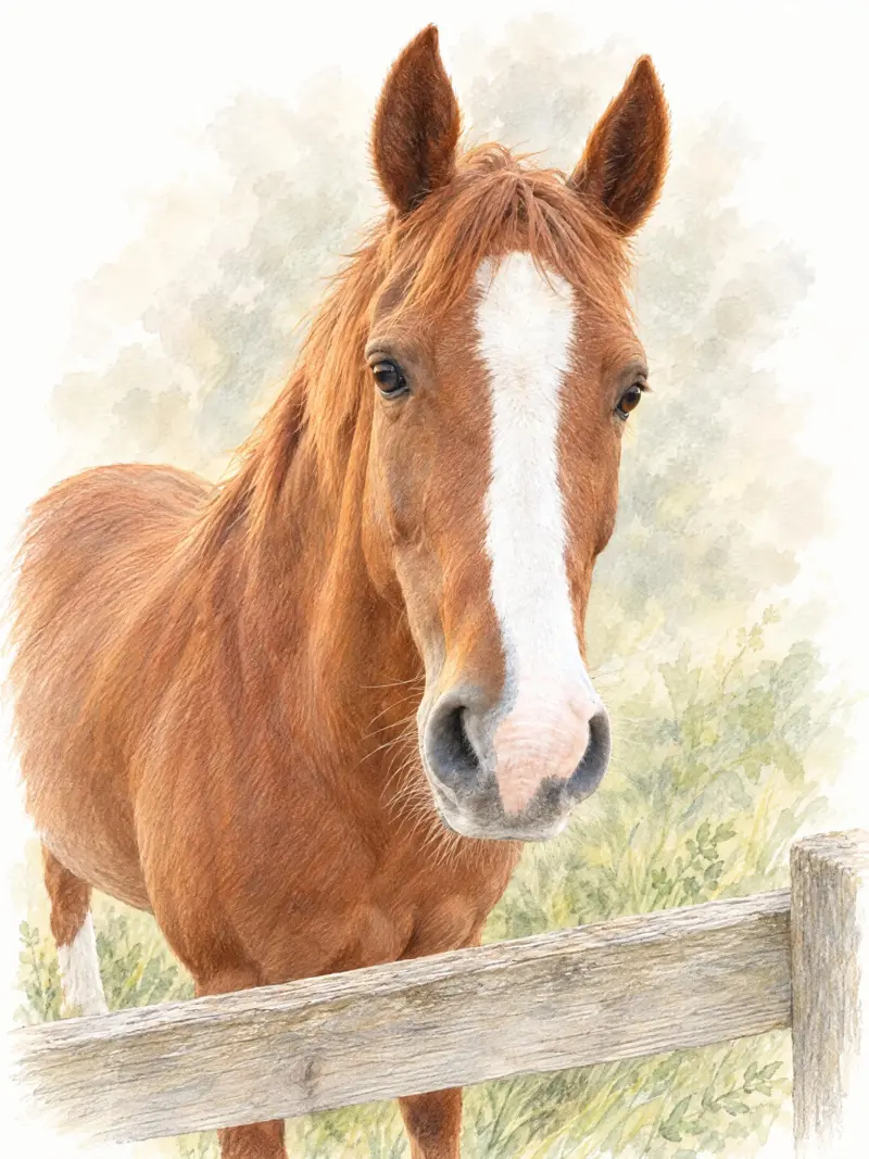 Paard als pasteltekening