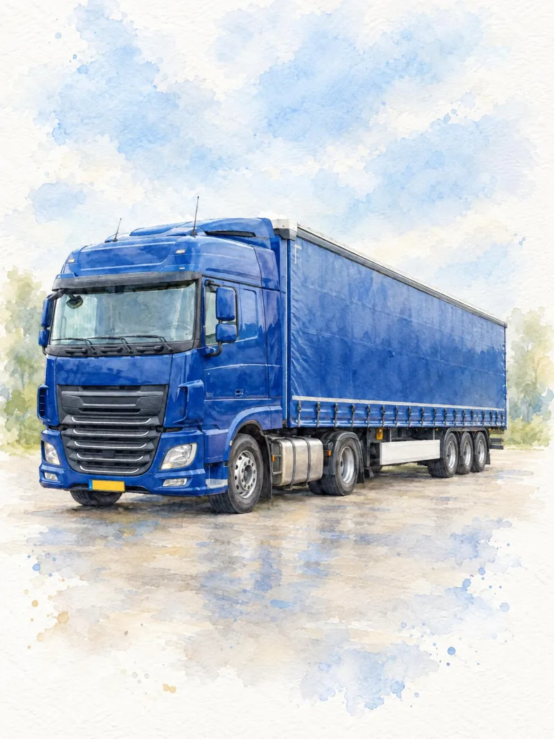 Vrachtwagen als aquarel