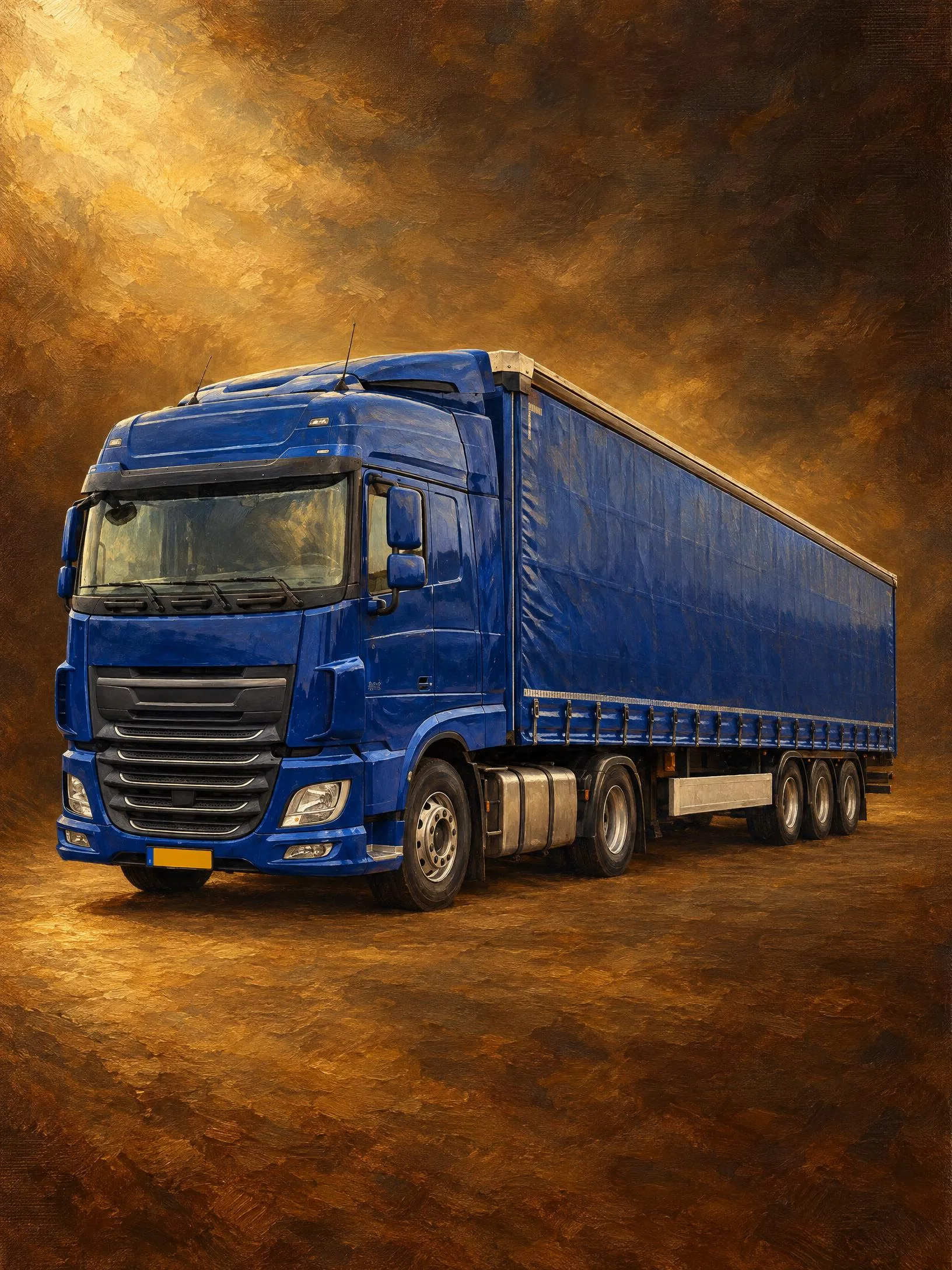 Vrachtwagen als klassiek olieverfschilderij