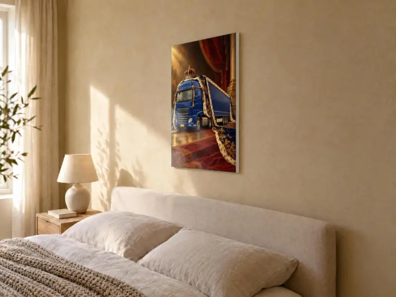 Vrachtwagenportret koninklijk geschilderd op canvas, in de slaapkamer