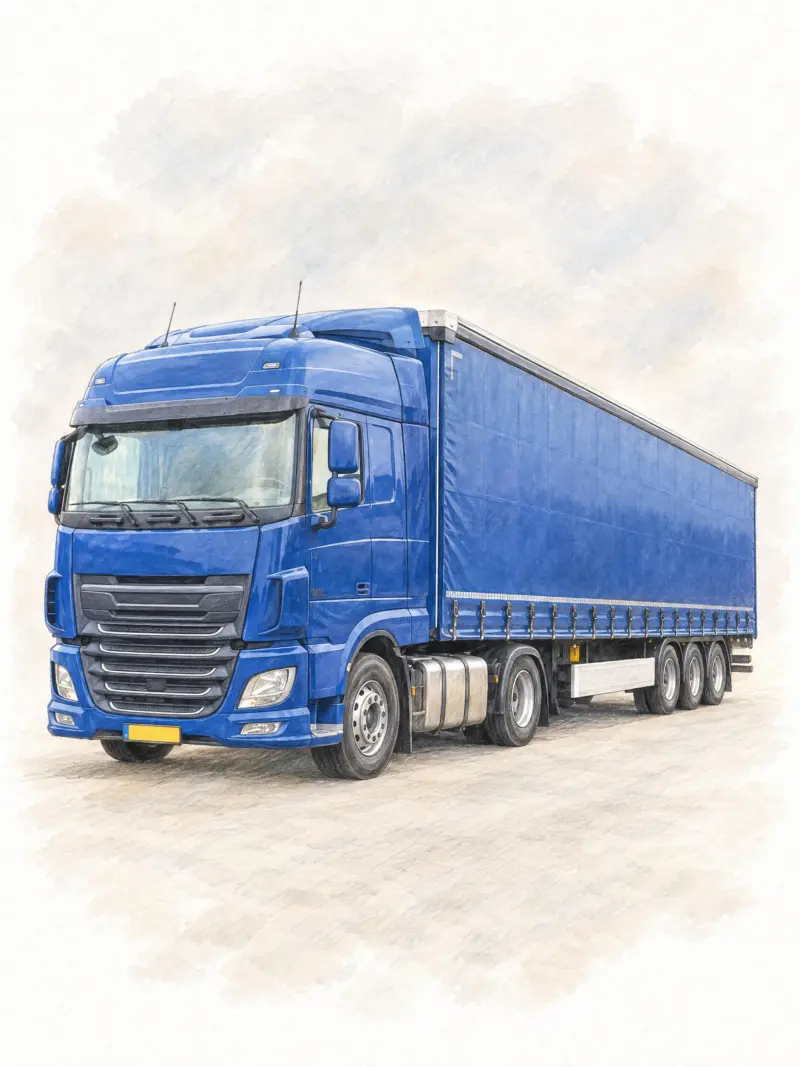Vrachtwagen als pasteltekening